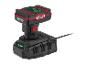 Batterie noire avec chargeur, 4.0 Ah, 12V, avec accents rouges et verts.