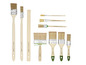 Een set Parkside verfkwasten, waaronder een brede kwast voor muren en kleinere kwasten voor details.