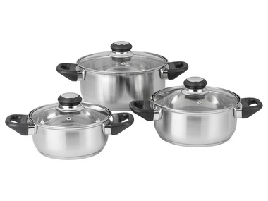 ERNESTO® Set van 3 roestvrijstalen kookpotten