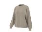Un pull beige à manches longues et col rond.