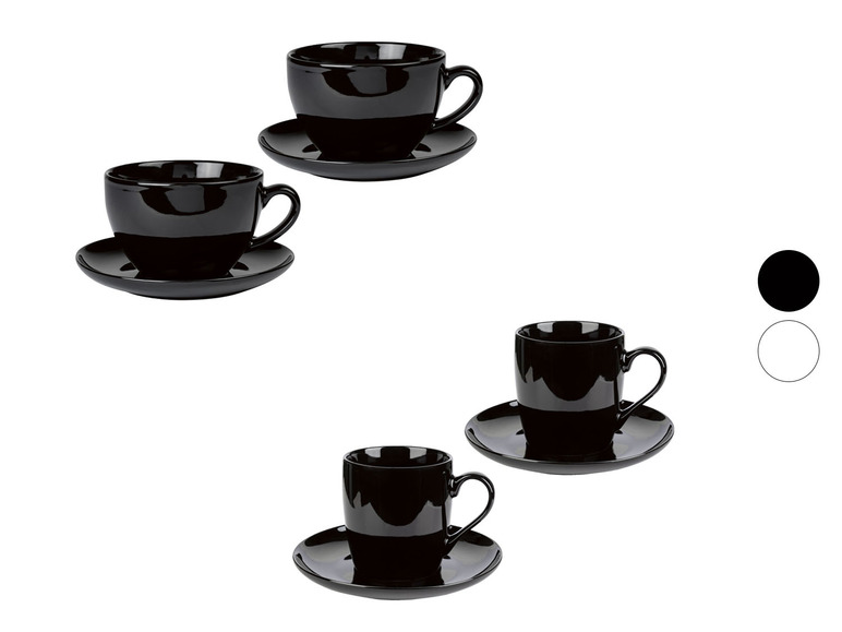 Ga naar volledige schermweergave: ERNESTO® Porseleinen koffiekopjes met schoteltjes, 2-delig - afbeelding 1