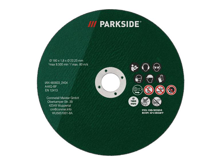 Een groene Parkside schijf voor het slijpen met een diameter van 180 mm.