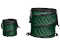 Deux bacs pliables en tissu vert foncé pour le jardin.