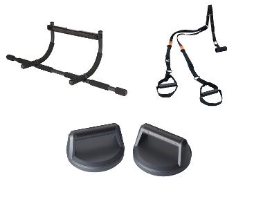 Barre de traction / Sangles de suspension / Poignées de pompes rotatives CRIVIT