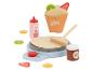 Ensemble de jeu de crêpes avec fruits et sauces