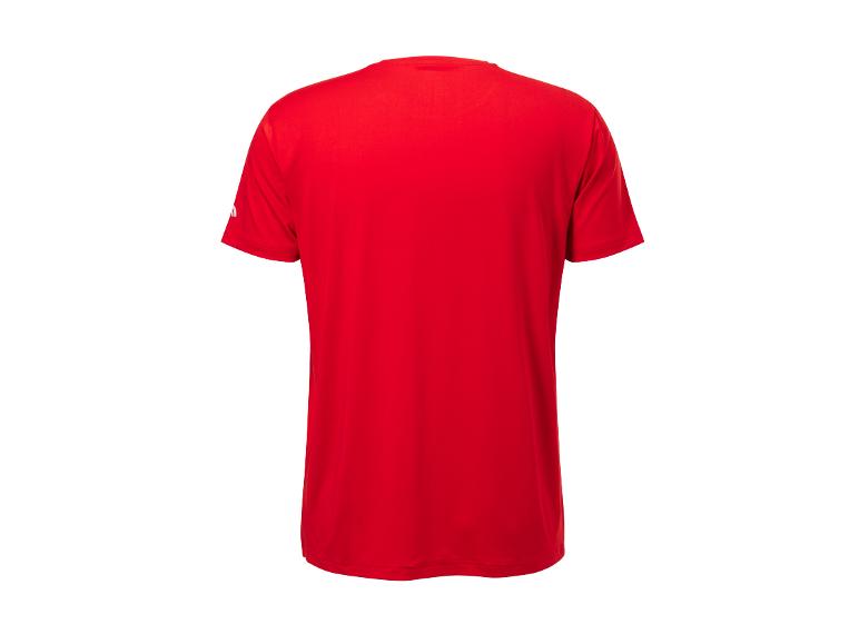 Rood T-shirt met korte mouwen.
