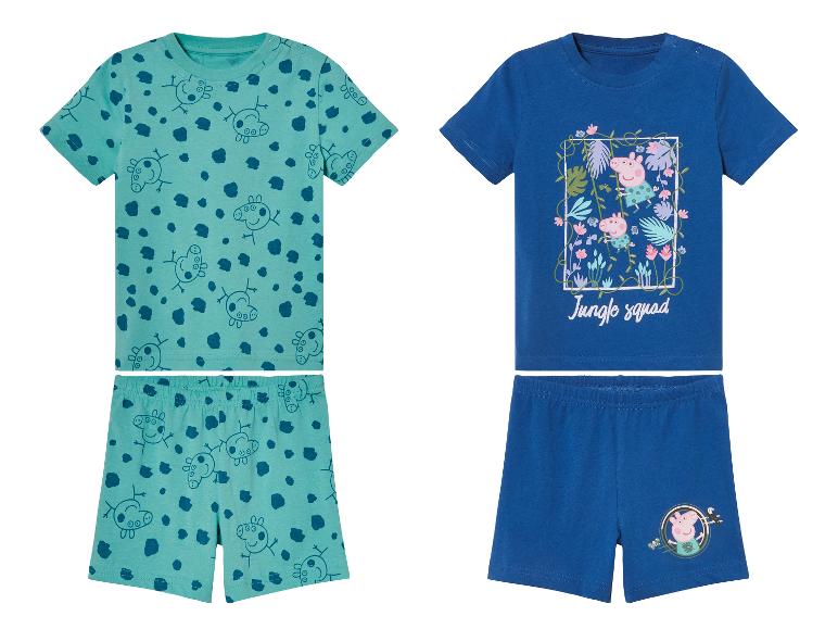 Pyjamas enfant Peppa Pig : motifs pois et jungle.