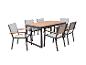Tuineetset met een rechthoekige tafel en zes stoelen met armleuningen.
