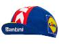 Casquette Santini cycliste bleu et rouge avec logo Lidl.