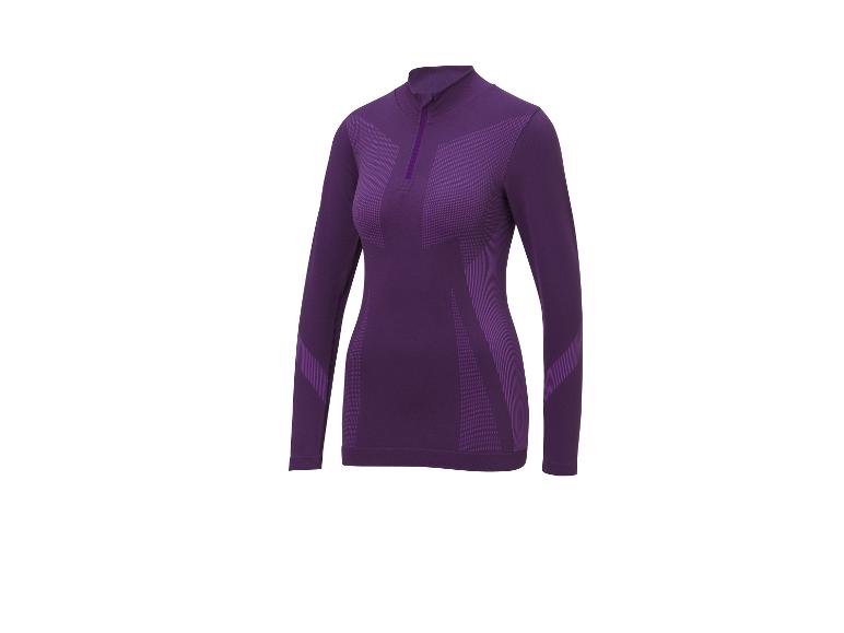 Paars sportshirt met lange mouwen en korte rits.