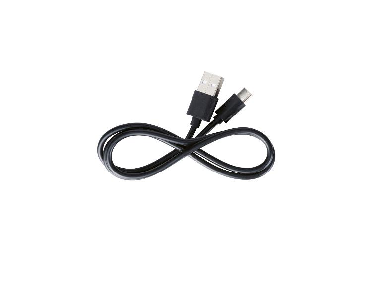 Een zwarte USB-kabel met een micro-USB connector.