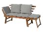 Banc de jardin en bois avec dossier réglable et coussins gris