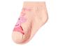 Chaussette rose avec un motif de cochon et du texte.