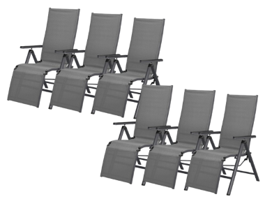 LIVARNO® Set de 6 fauteuils relax en aluminium »Houston«