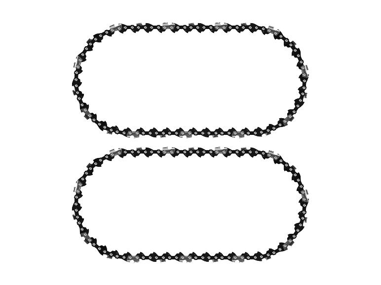Deux chaînes de tronçonneuse disposées en forme ovale.