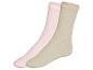 Twee paar zachte sokken in roze en beige.