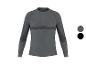 T-shirt fonctionnel gris à manches longues pour homme avec détails noirs.