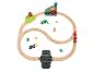 Ensemble de train en bois avec rails, véhicules et accessoires de ferme.