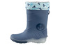 Bottes de pluie bleues avec une ancre et un motif de baleines.