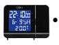 LIVARNO digitale wekker met projectie, blauw display en temperatuurweergave, in zwart.