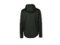 Veste à capuche vert foncé.