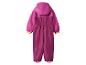 Vue arrière d'une combinaison de neige fuchsia et magenta pour enfant avec taille élastique.