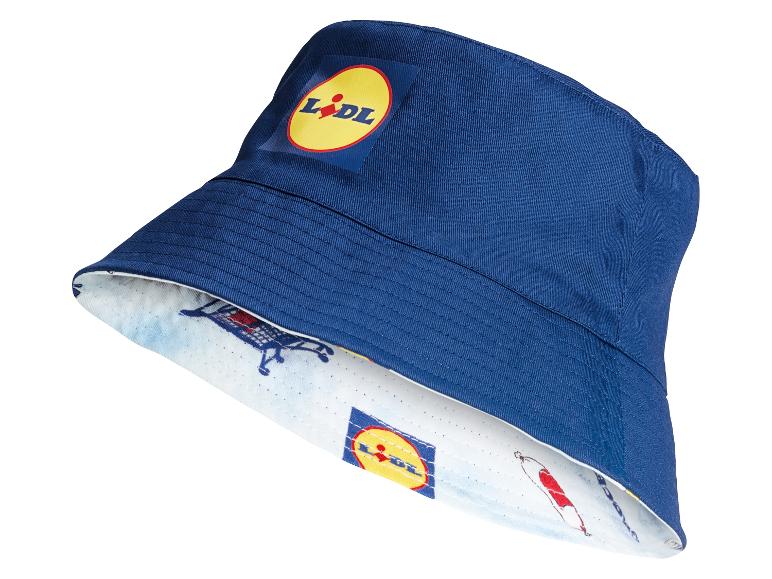 Bob Lidl bleu réversible, motif charriot.