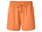 Oranje sweatshorts met elastische tailleband en trekkoord.