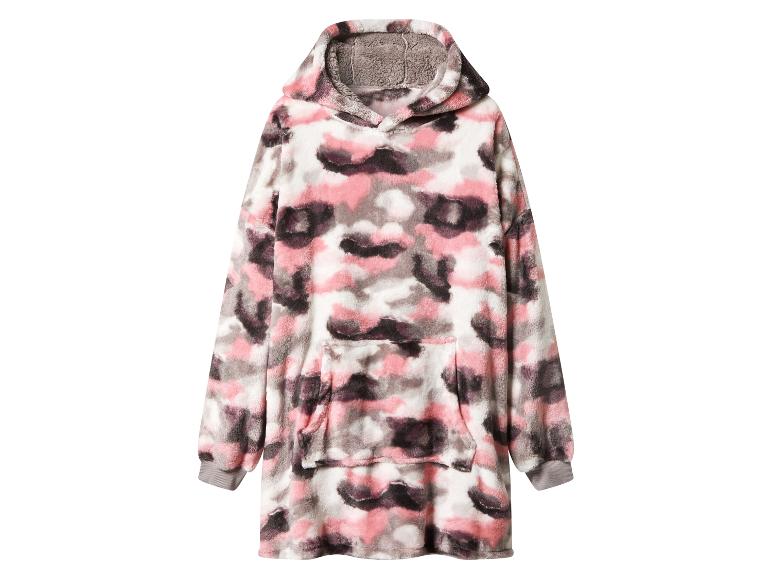 Sweat à capuche en polaire avec motif camouflage rose et gris