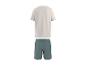 Ensemble homme t-shirt beige et short vert, vue de dos.