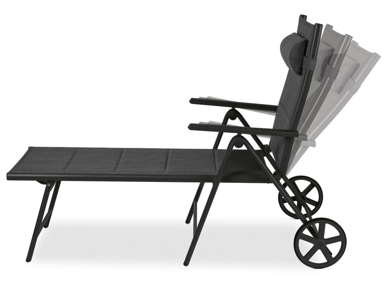 Aller en mode plein écran LIVARNO home Chaise longue en aluminium »Houston«, pliable, roues - Photo 3