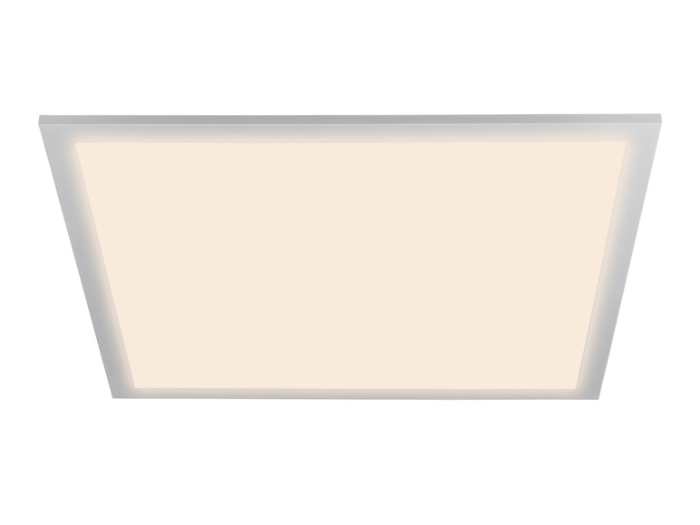 Een vierkante LED-plafondlamp met een wit frame.