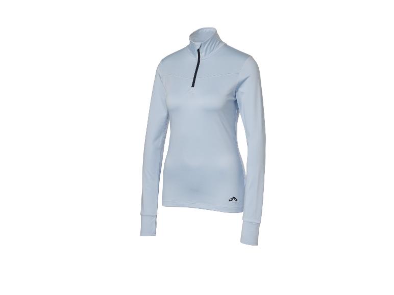 Lichtblauw sportshirt met lange mouwen en korte rits.