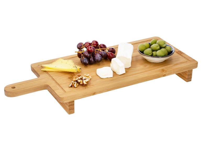 WILMAX Plateau Tournant En Bambou 33 X 4 Cm - Plateau De Service Élégant, Planche à Découper Et Cloche à Fromage