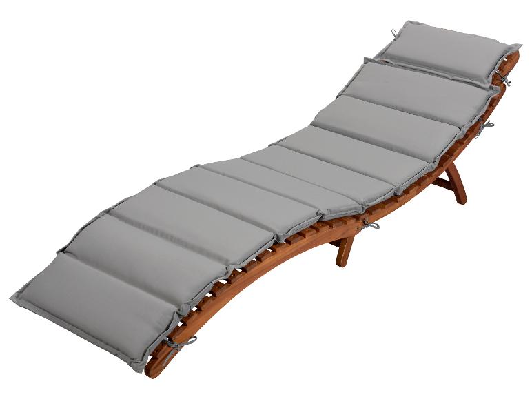 Chaise longue de jardin en bois avec coussin gris