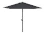 Een zwarte parasol voor buiten.