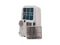 Een witte mobiele airconditioner met een afneembaar rooster.