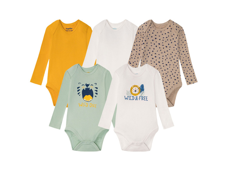 Ga naar volledige schermweergave: lupilu® Set van 5 biokatoenen body's met lange mouwen - afbeelding 15