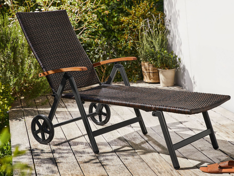 Ga naar volledige schermweergave: Wicker ligbed »Valencia«, inklapbaar, wielen - afbeelding 6