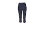 Legging de sport femme bleu foncé avec bande rouge et points réfléchissants.