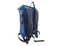 Sac à dos bleu, style sac de voyage, vue arrière.