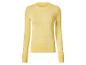 Pull jaune à manches longues et col rond avec poignets et ourlet côtelés