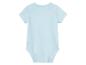 Lichtblauwe baby romper met korte mouwen.