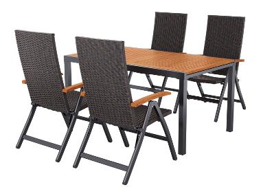 LIVARNO® Ensemble de jardin »Valencia«: Table de jardin extensible avec 4 fauteuils pliants