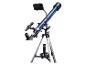 Blauwe Bresser telescoop met smartphonehouder en statief.