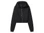 Sweat à capuche zippé noir pour femme avec poches.