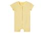 Combinaison bébé rayée jaune à fermeture éclair.