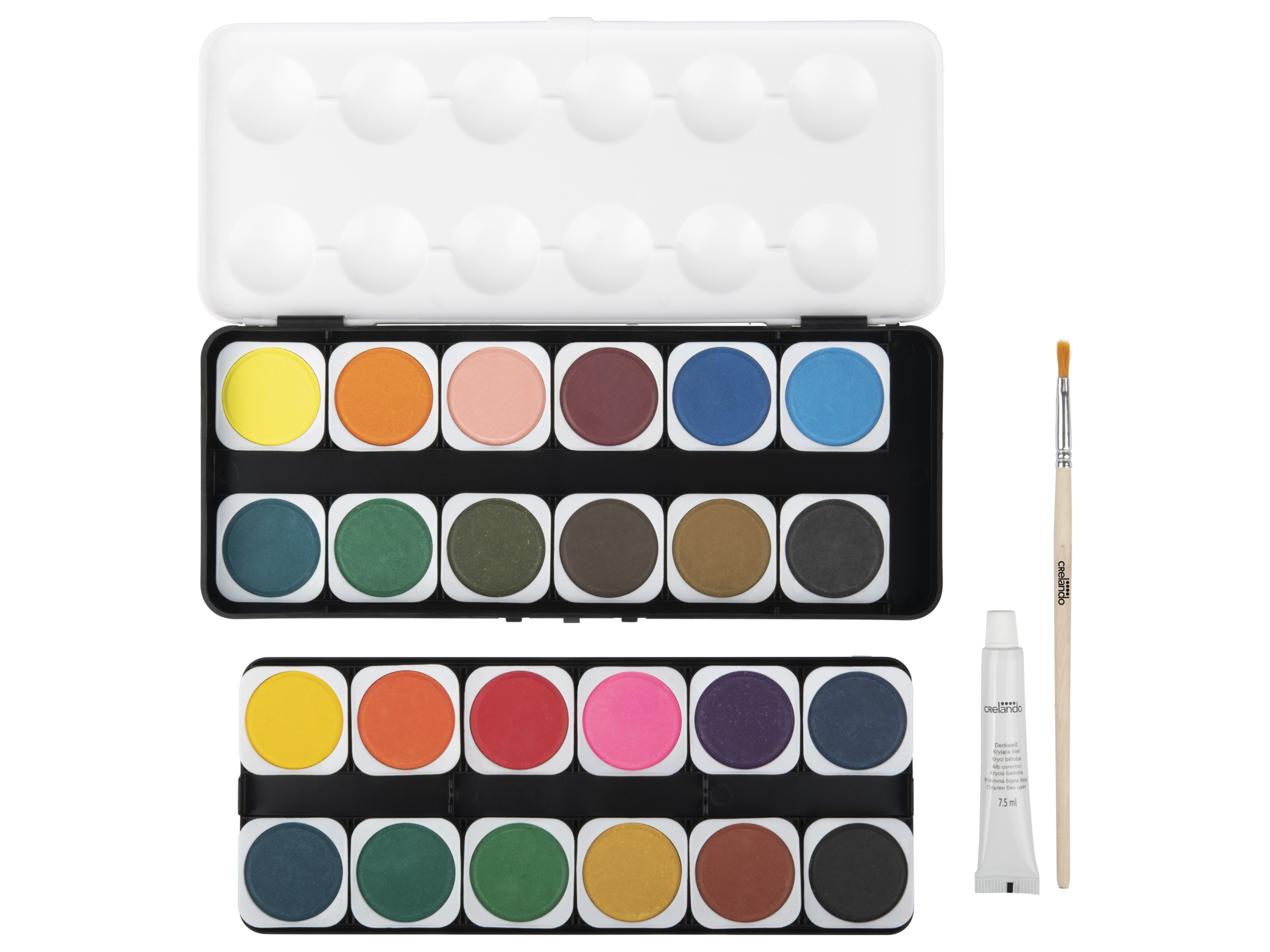 Verfdoos met 24 kleuren crelando®