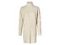 Lange, beige gebreide trui-jurk met rolkraag.