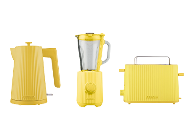 SILVERCREST® Ensemble de cuisine : bouilloire, grille‑pain et blender plissé, jaune